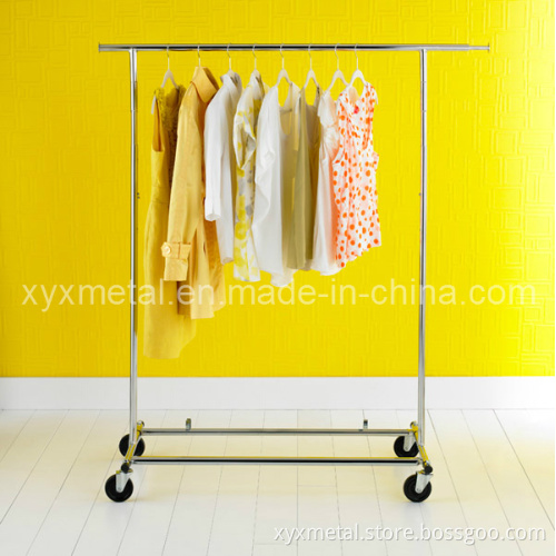 Chrome Single Rail Collapsable Rolling Garment Rack